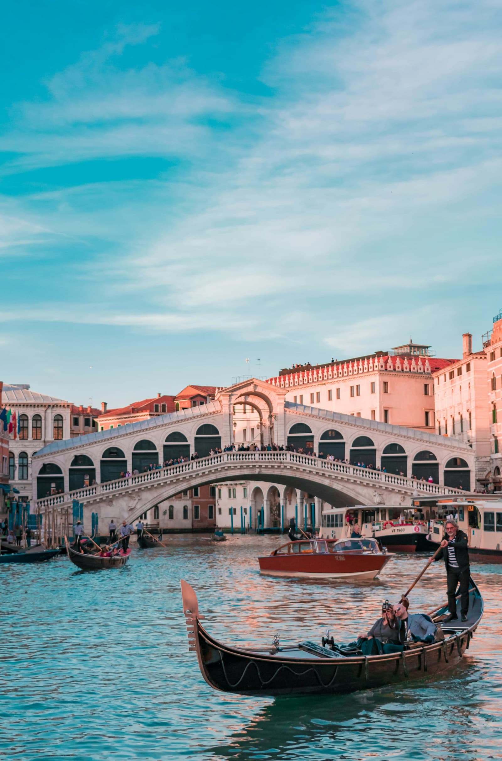 Venice waterways with traditional boats